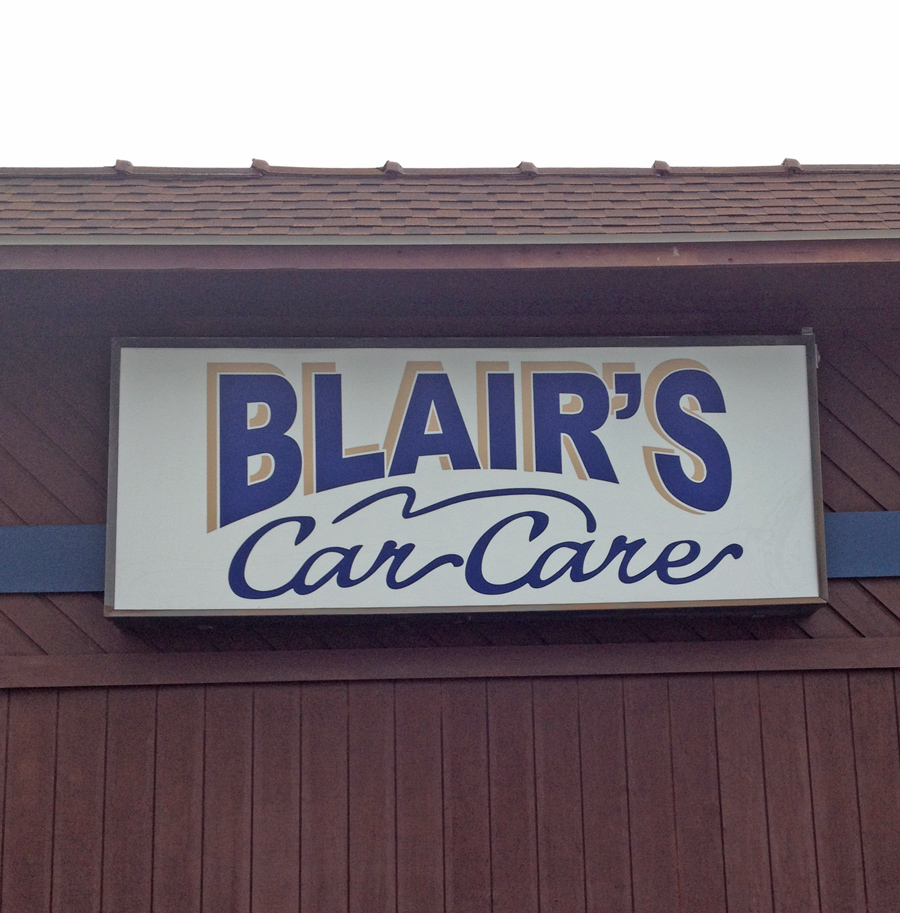 Blair's Car Care wall sign in Jackson, MI