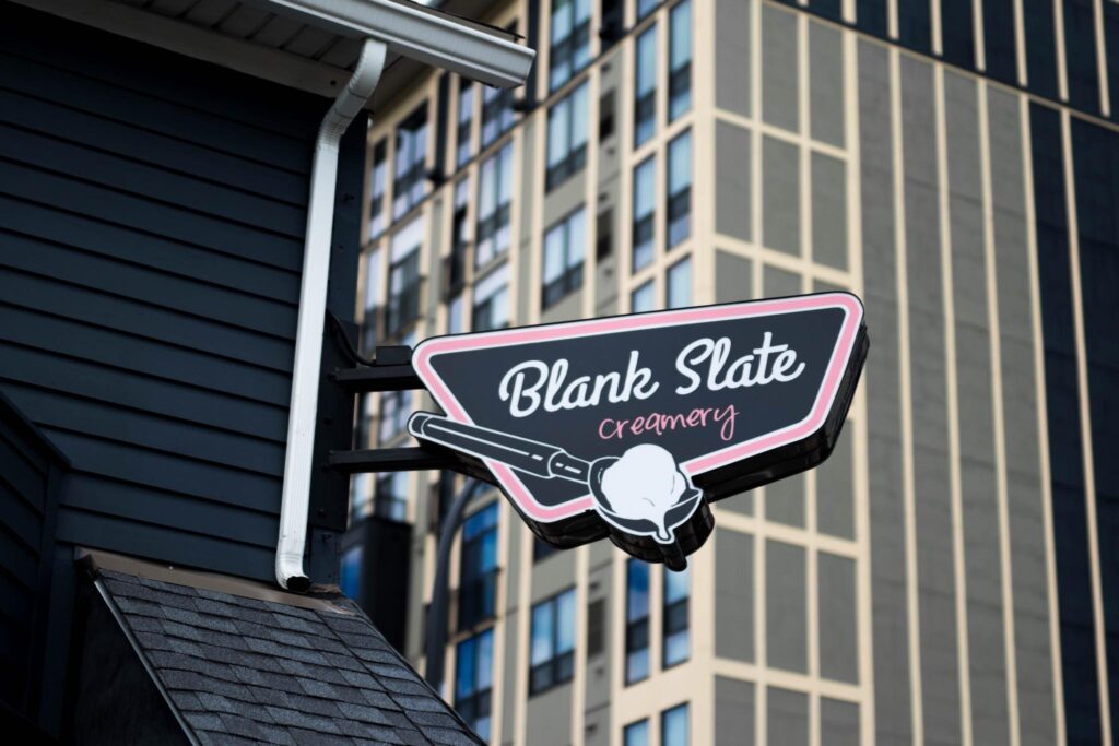 Blank Slate Creamery wall sign in Ann Arbor, MI