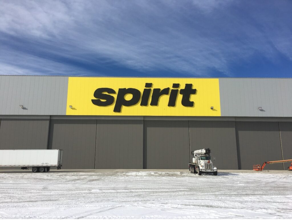 Spirit Airlines wall letters in Detroit, MI