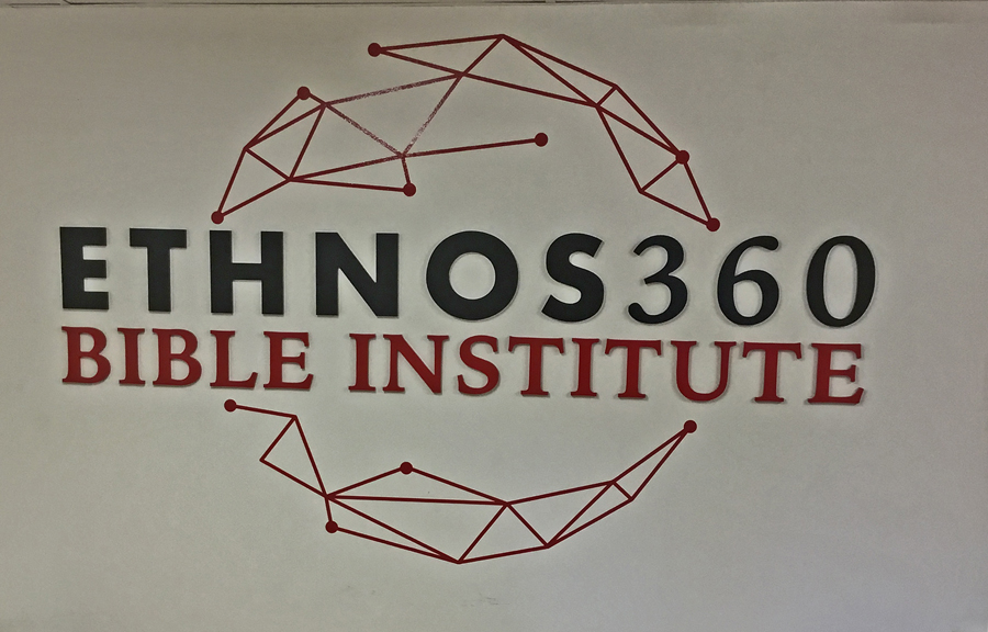 Ethnos 360 Bible Institute interior sign in Jackson, MI