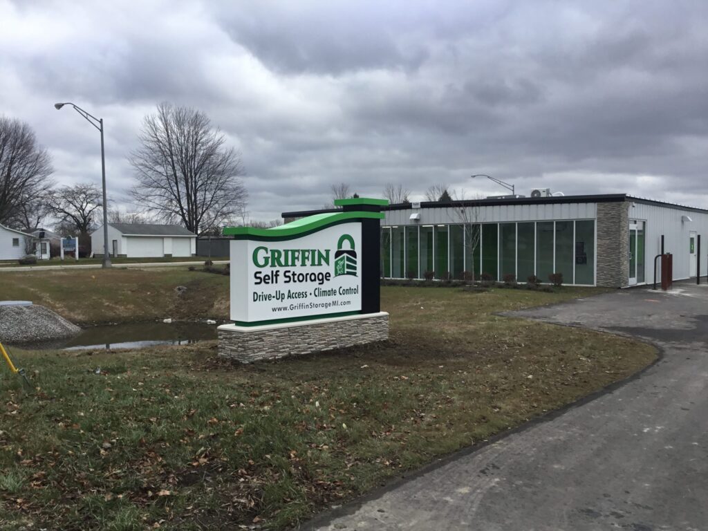 Griffin Self Storage monument sign in Milan, MI