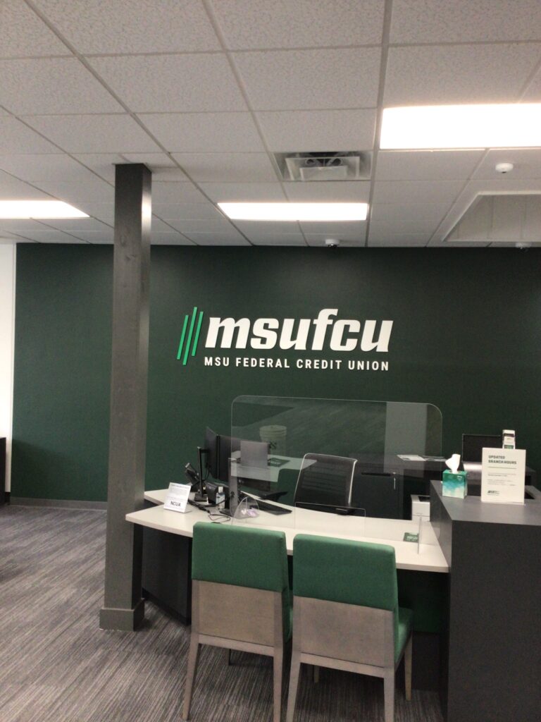 MSU Federal Credit Union interior sign