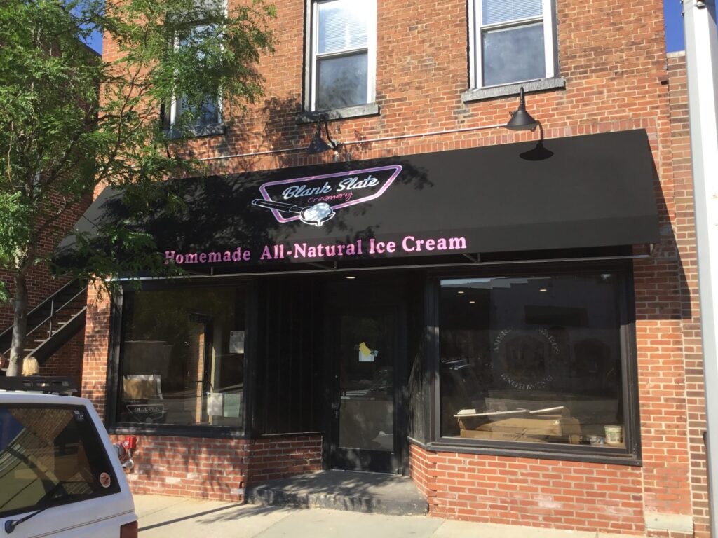 Blank Slate Creamery awning in Brighton, MI
