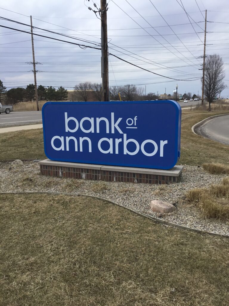 Bank of Ann Arbor monument sign in Michigan