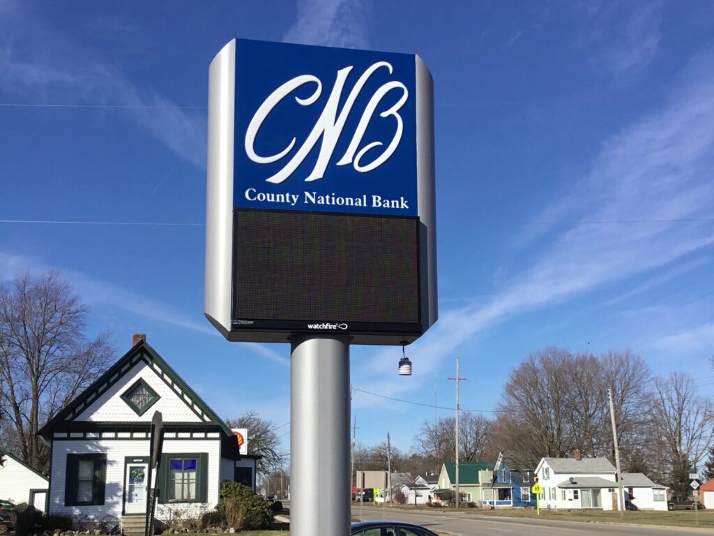 County National Bank pylon sign with EMC