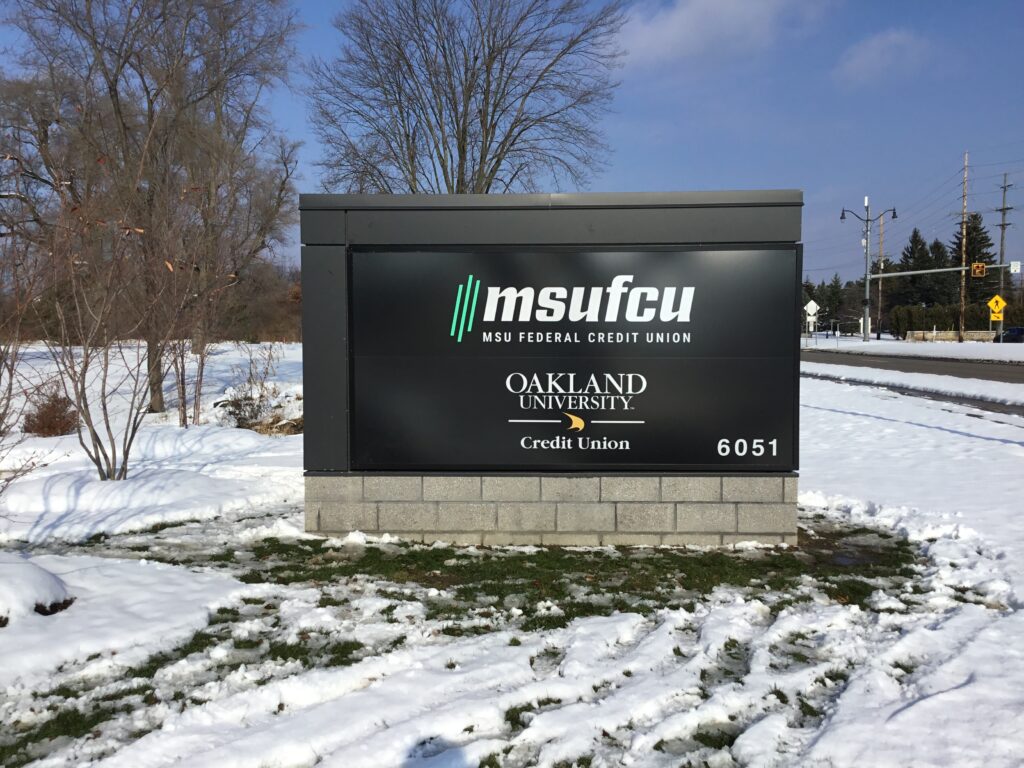 MSU Federal Credit Union monument sign