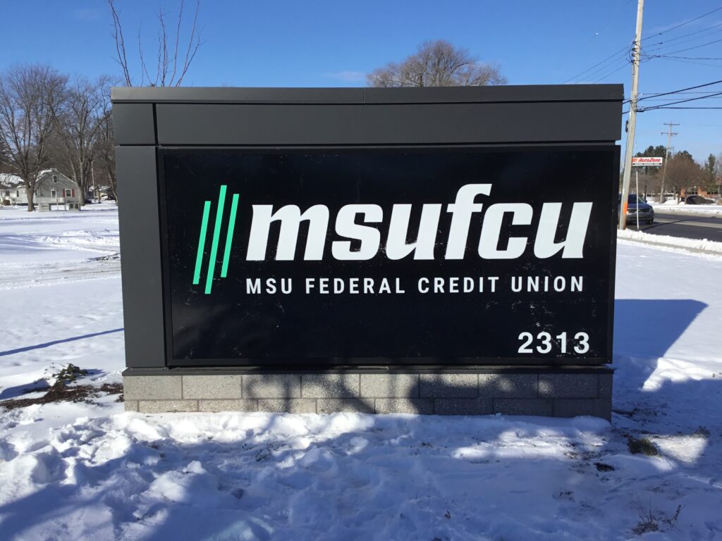 MSU Federal Credit Union monument sign