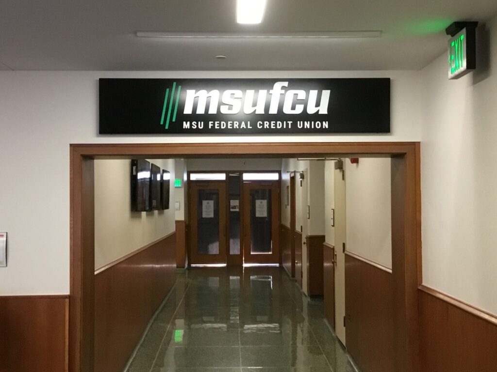 MSU Federal Credit Union interior sign