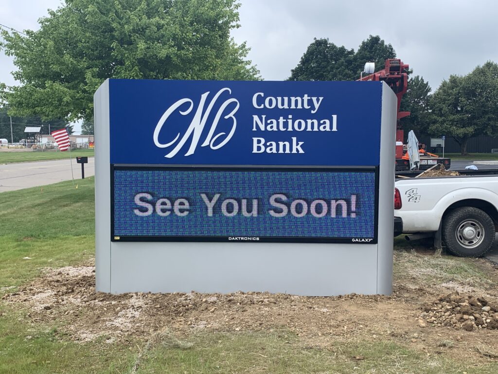 County National Bank monument sign with EMC