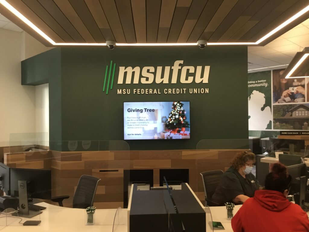 MSU Federal Credit Union interior sign