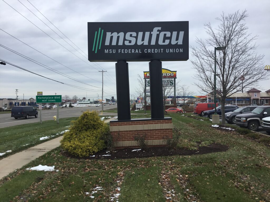 MSU Federal Credit Union pylon sign