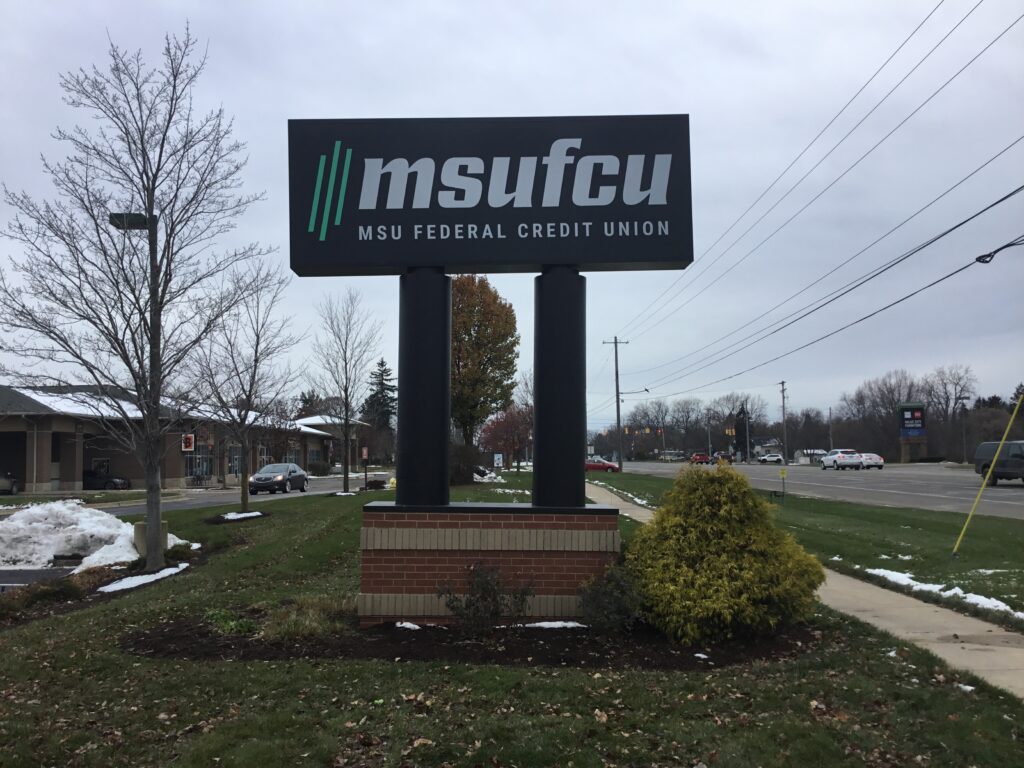 MSU Federal Credit Union pylon sign