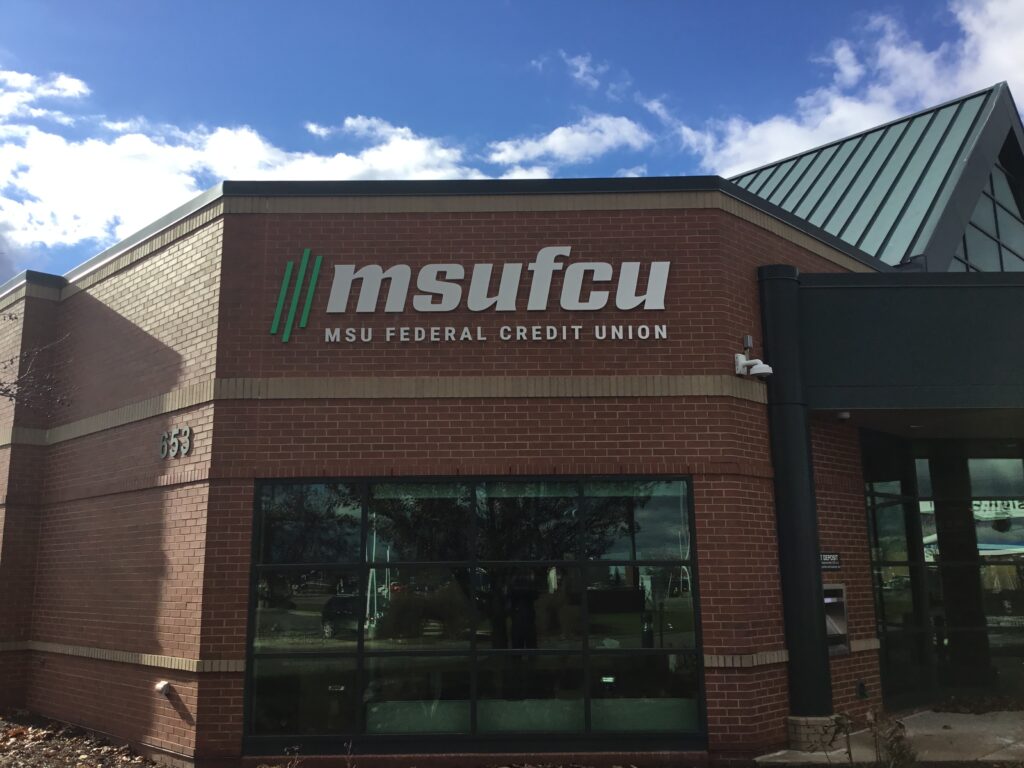MSU Federal Credit Union wall letters