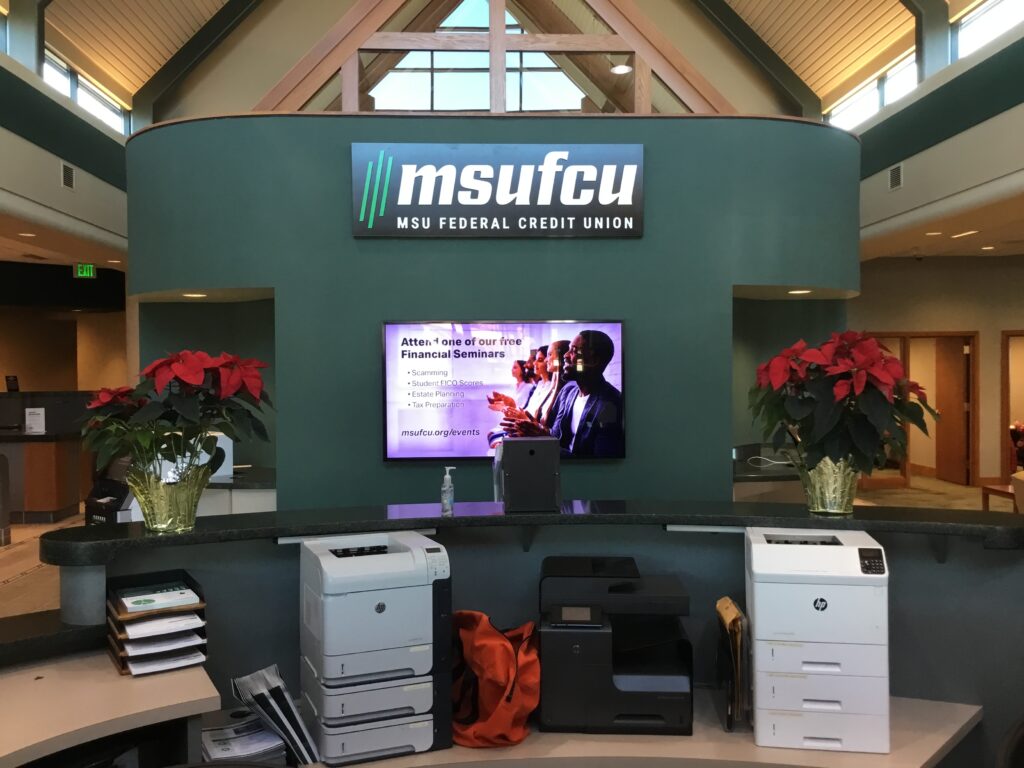 MSU Federal Credit Union interior sign