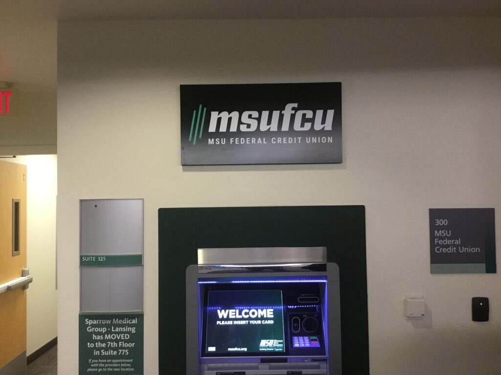 MSU Federal Credit Union interior sign