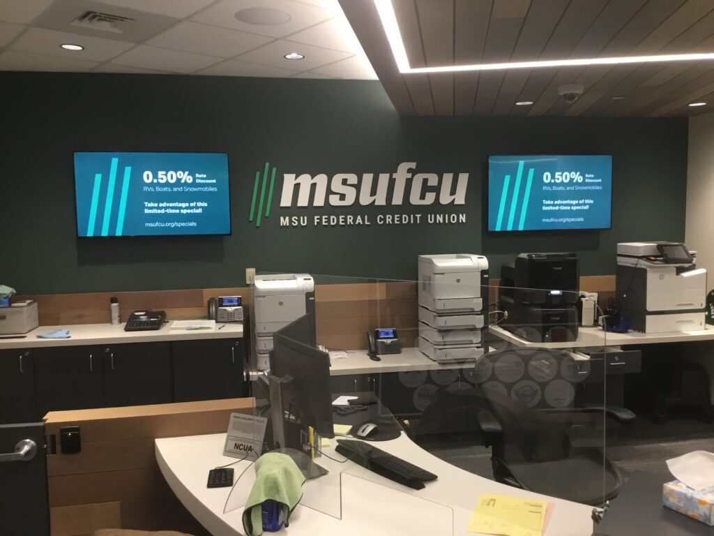 MSU Federal Credit Union interior sign