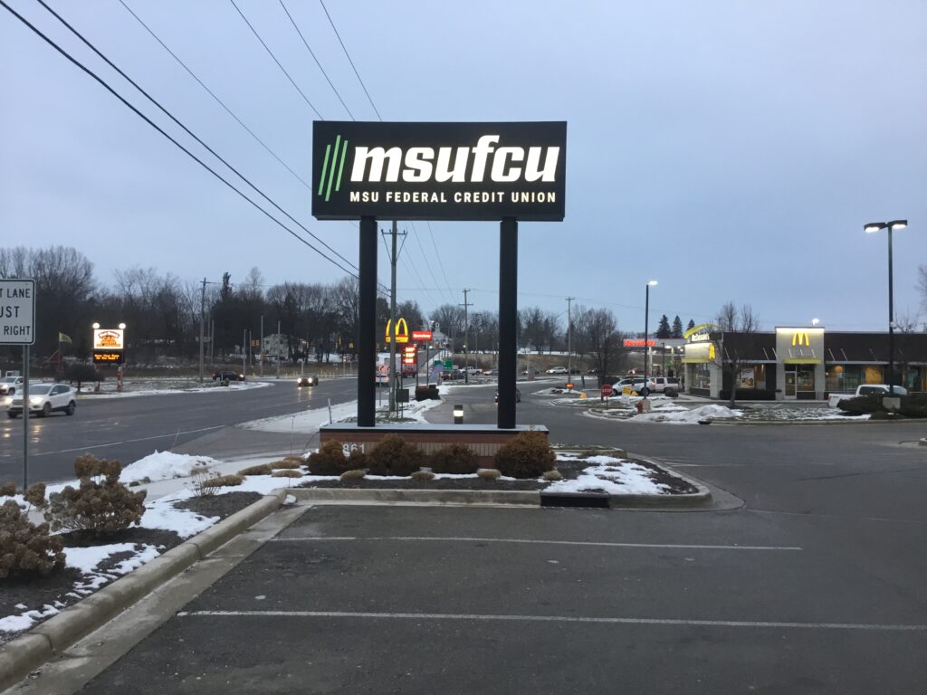 MSU Federal Credit Union pylon sign