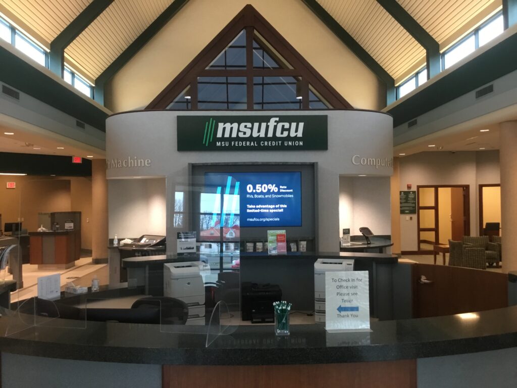 MSU Federal Credit Union interior sign