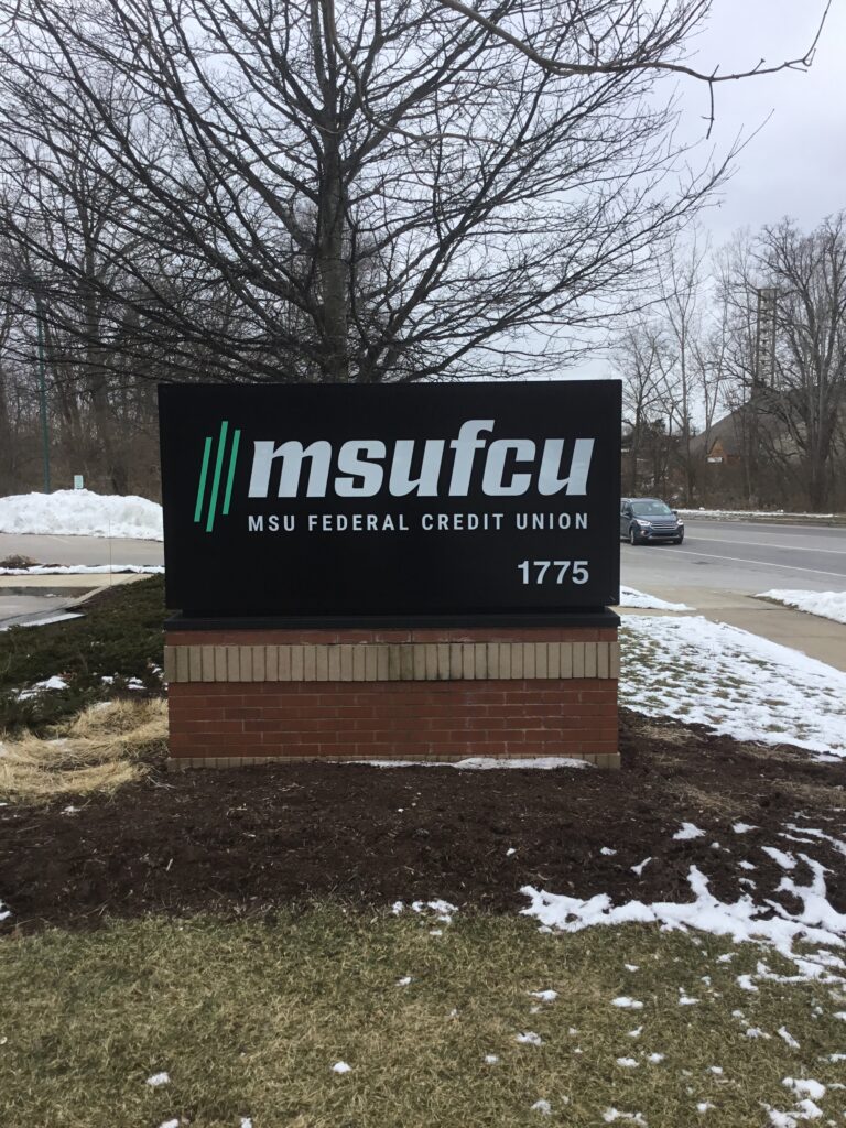 MSU Federal Credit Union monument sign