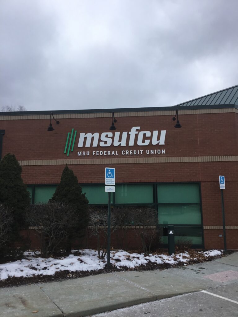 MSU Federal Credit Union wall letters