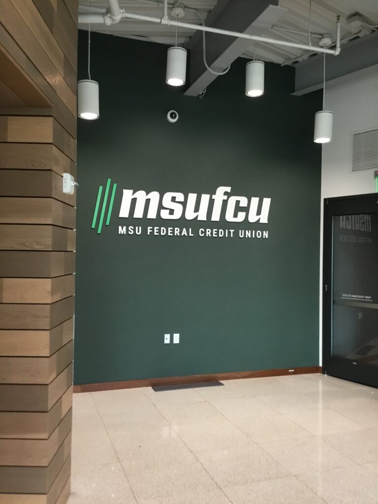 MSU Federal Credit Union interior sign