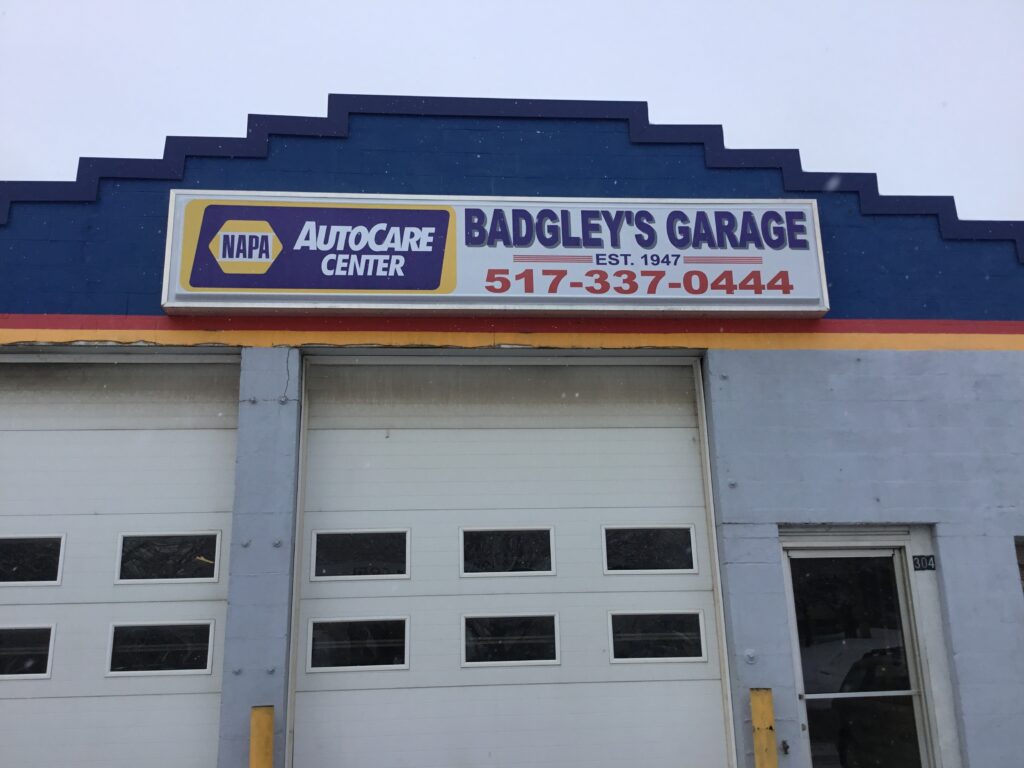 Badgley's Garage wall sign in Lansing, MI