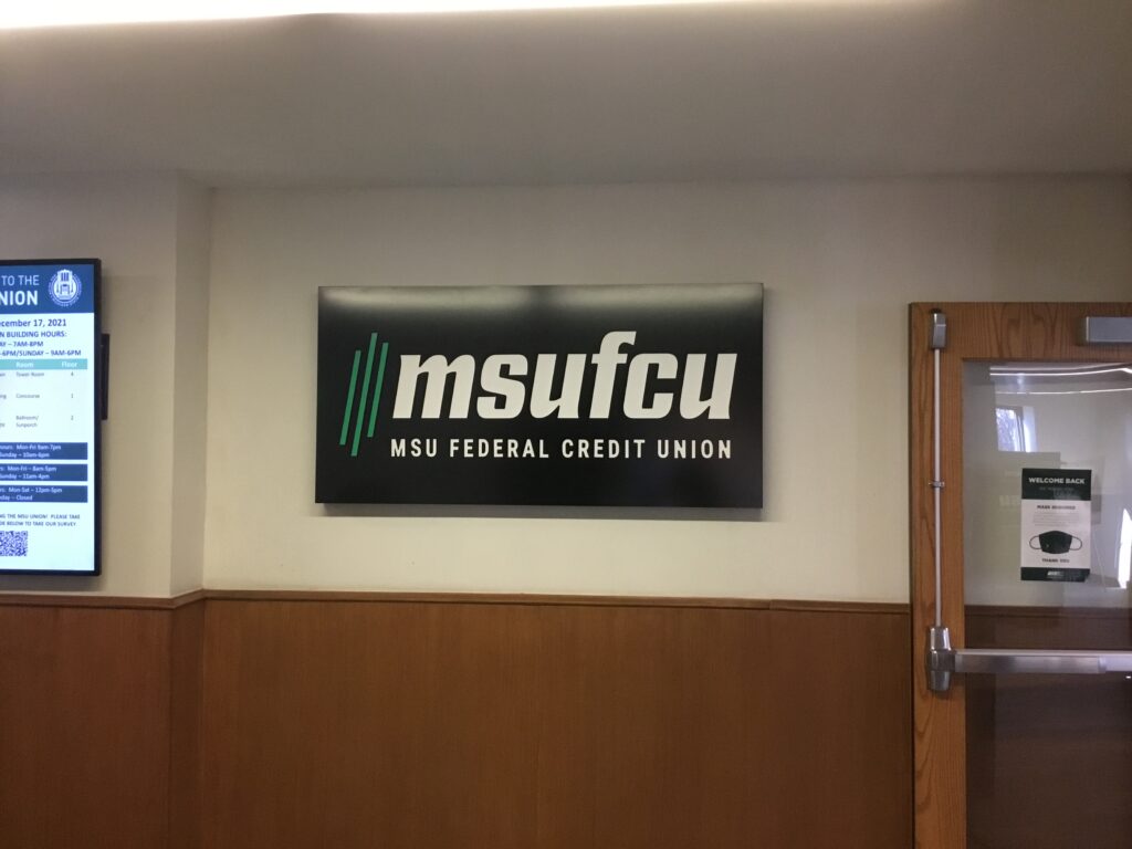 MSU Federal Credit Union interior sign