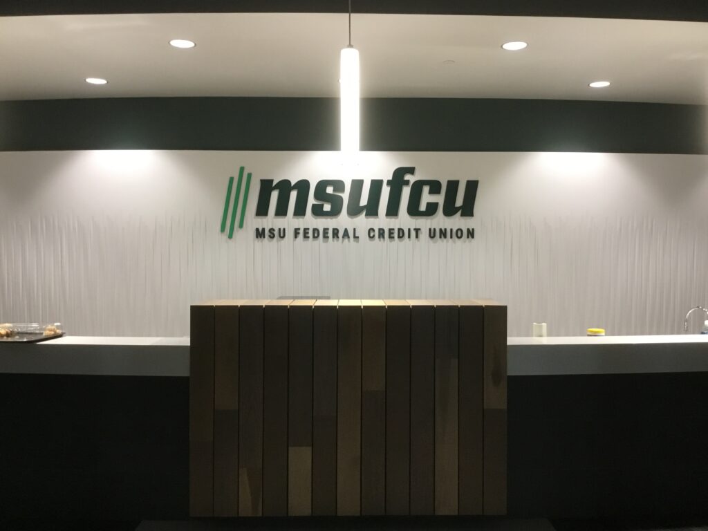 MSU Federal Credit Union interior sign