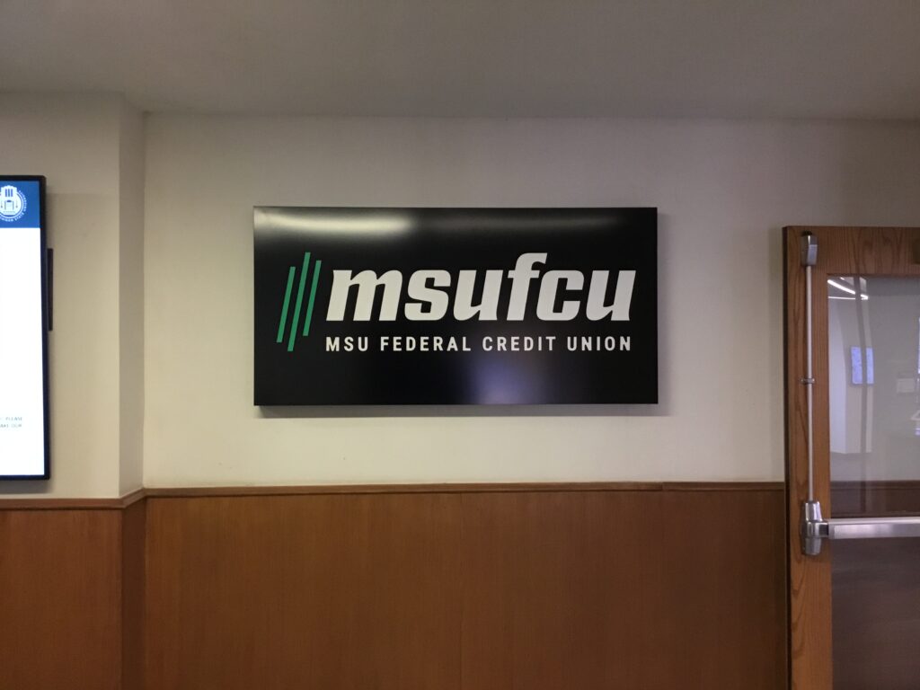 MSU Federal Credit Union interior sign