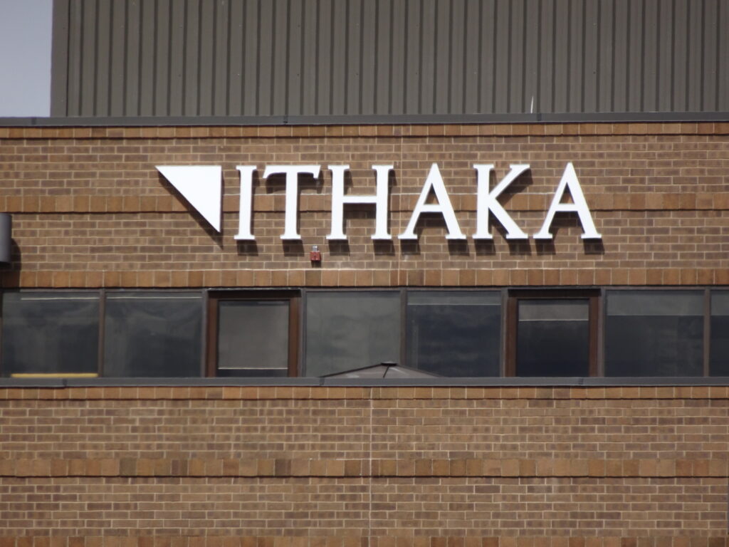 Ithaka wall letters in Ann Arbor, MI