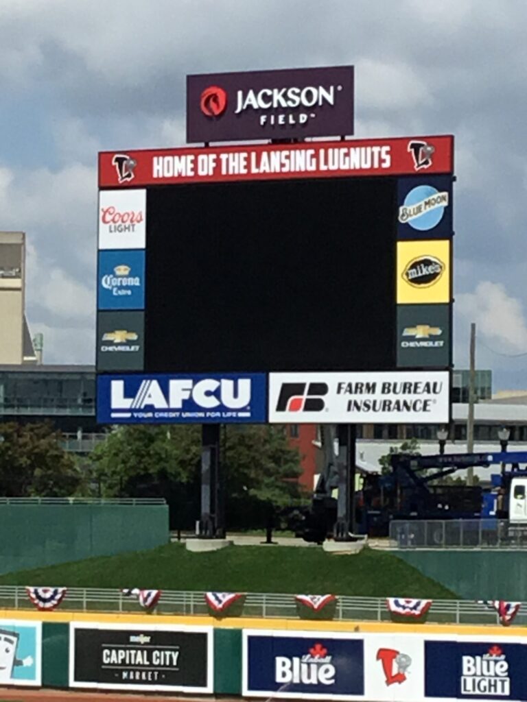 Jackson Field wall sign in Lansing, MI