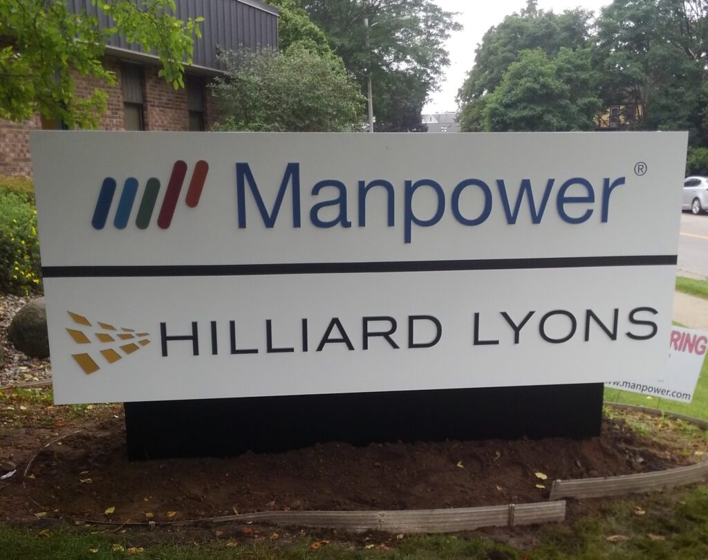 Manpower monument sign in Jackson, MI