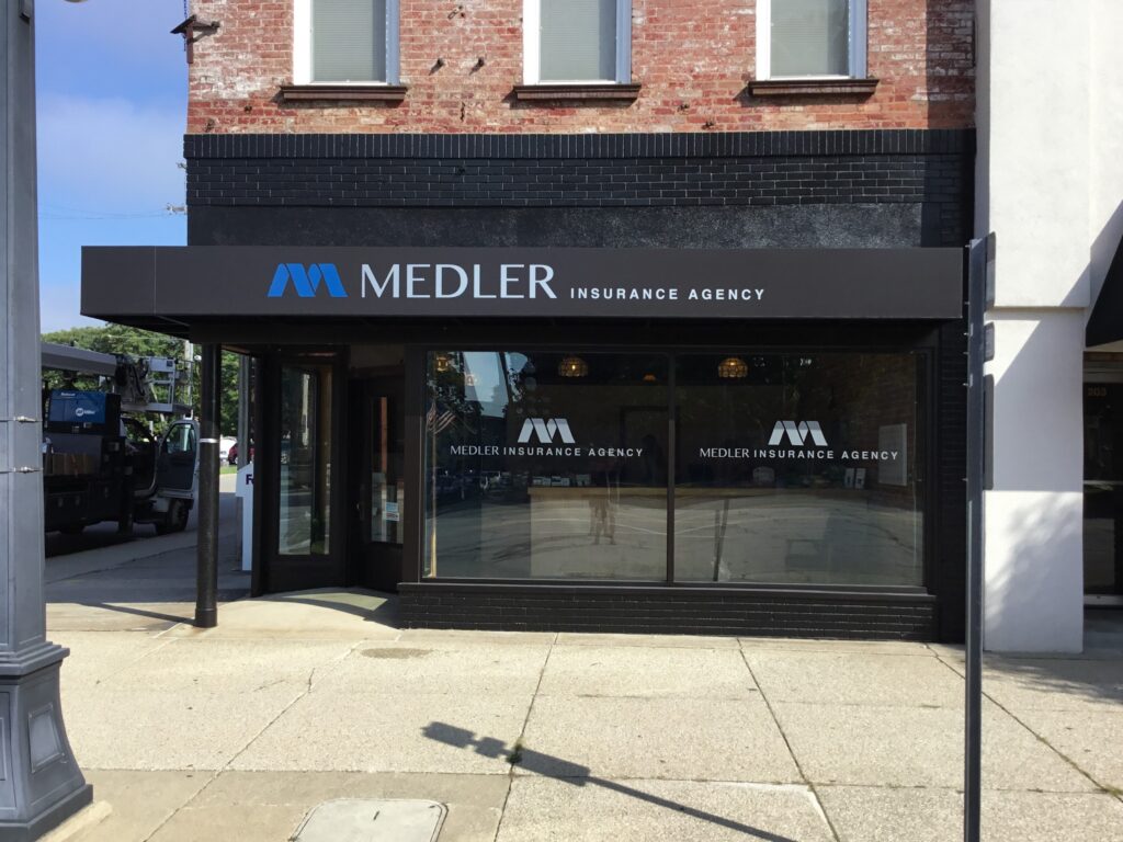 Medler Insurance awning in Marshall, MI