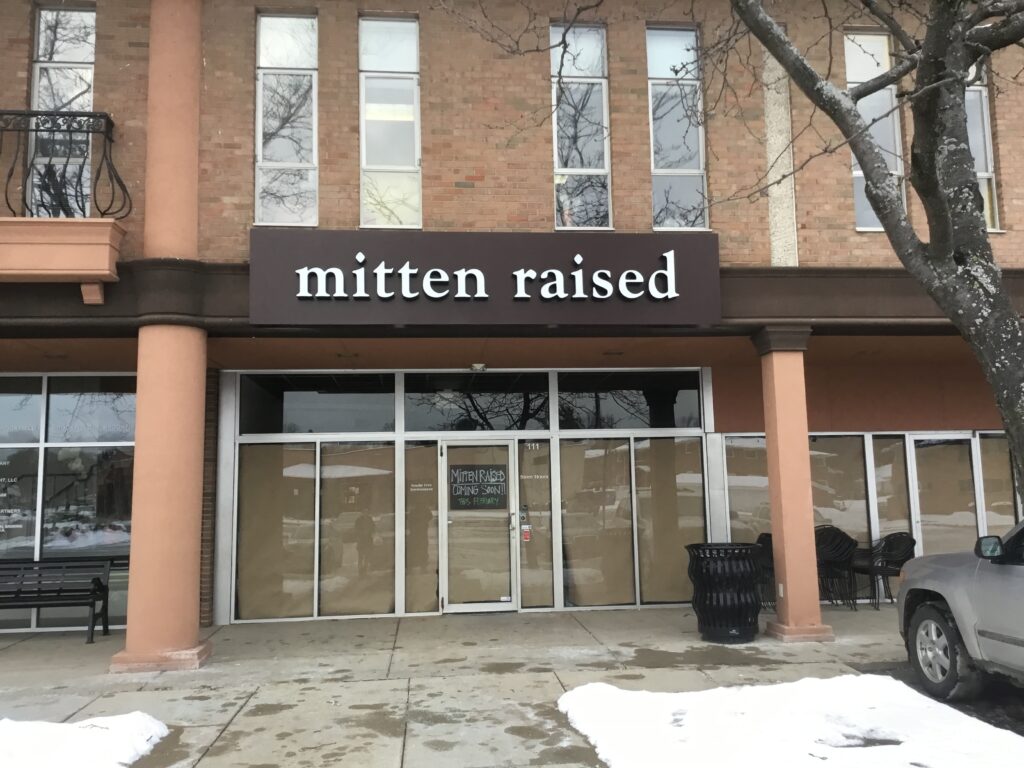 Mitten Raised Bakery wall sign in East Lansing, MI