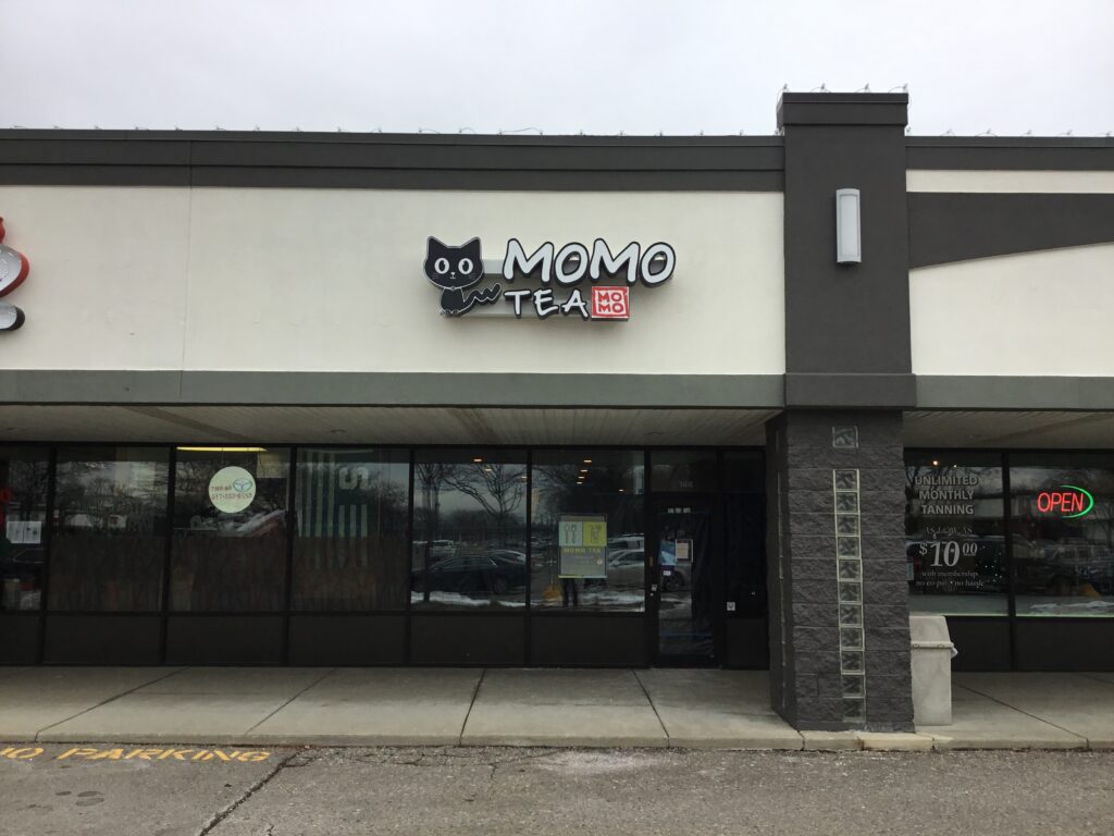 Momo Tea wall letters in East Lansing, MI