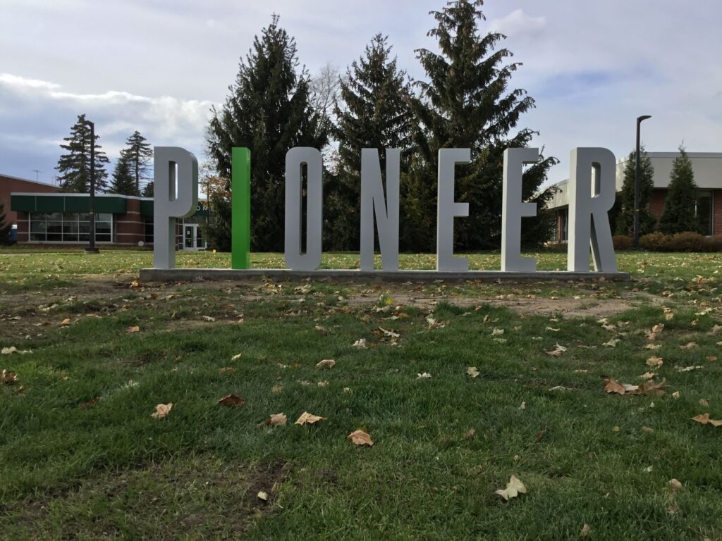 Delta College monument sign in University Center, MI