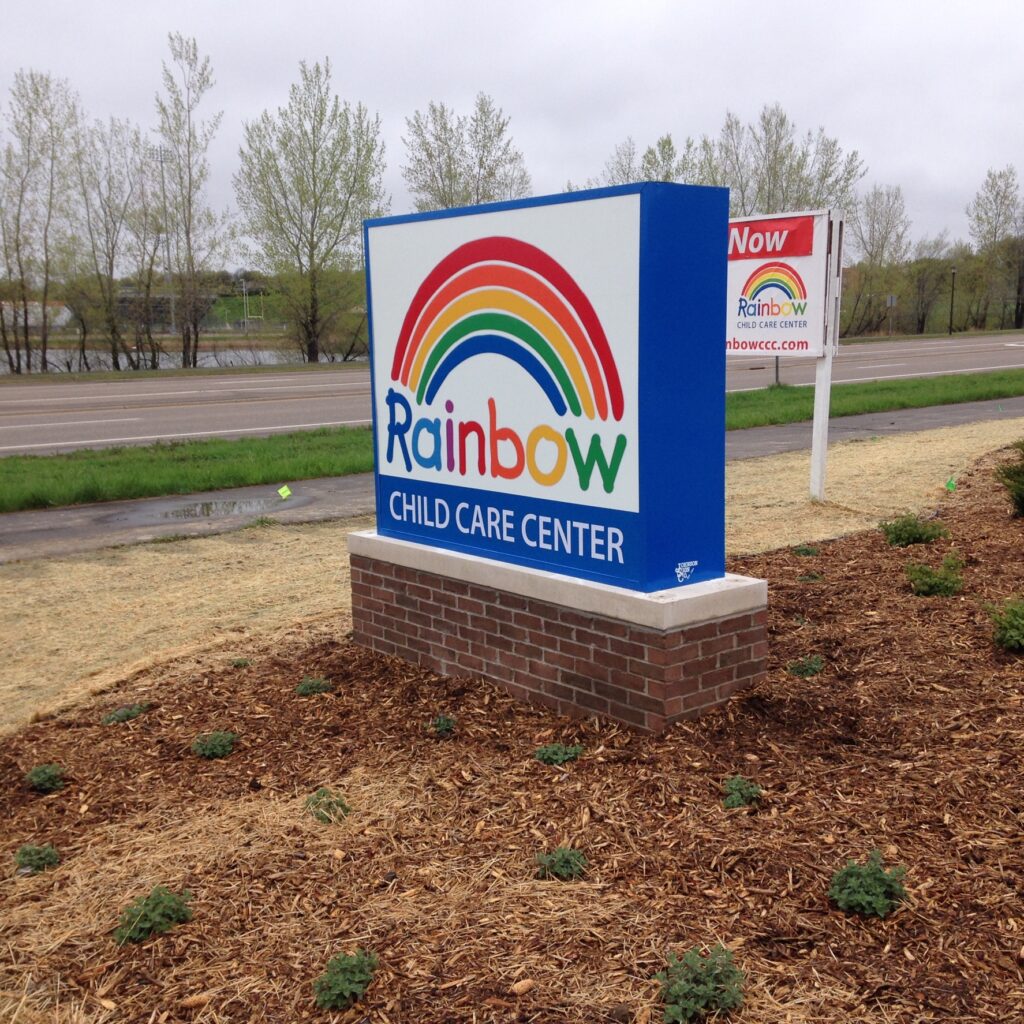 Rainbow Child Care Center monument sign in Lakeview, MI