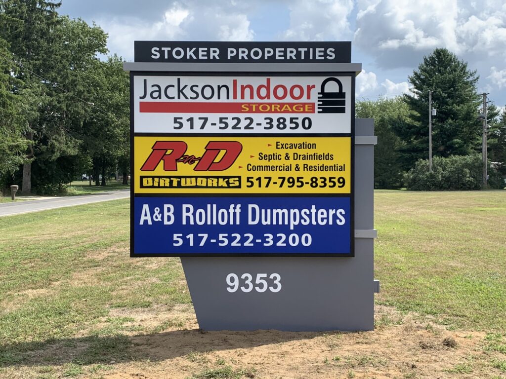 Stoker Properties monument sign in Jackson, MI