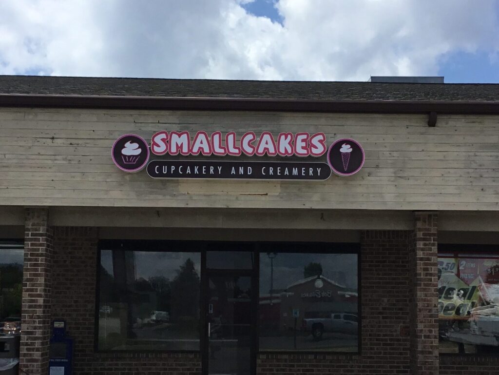 Smallcakes Cupcakery & Creamery wall letters in DeWitt, MI