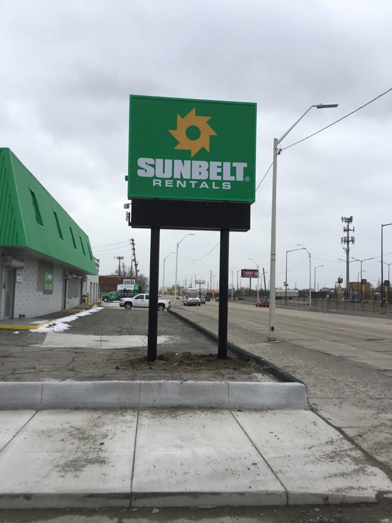 Sunbelt Rentals pylon sign in Detroit, MI