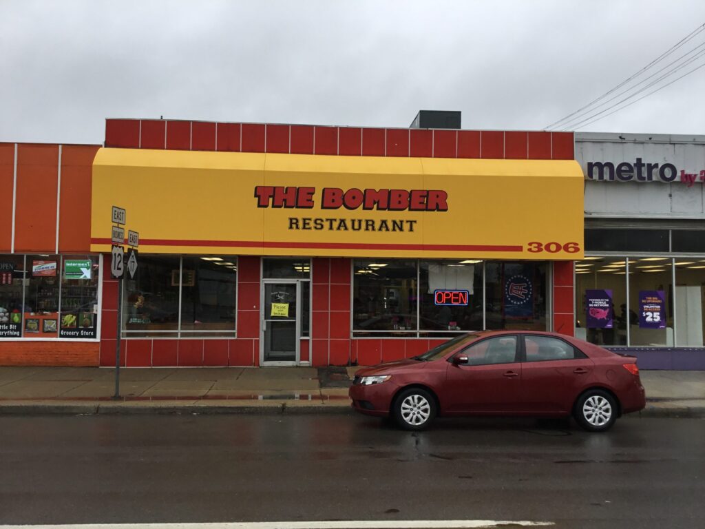 The Bomber Restaurant awning in Ypsilanti, MI