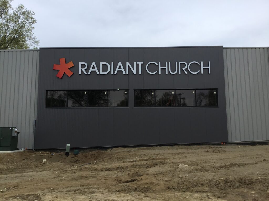 Radiant Church wall letters in Jackson, MI