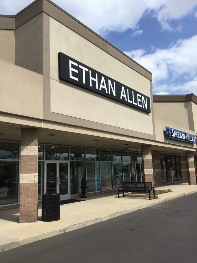 Ethan Allen wall sign in Ann Arbor, MI