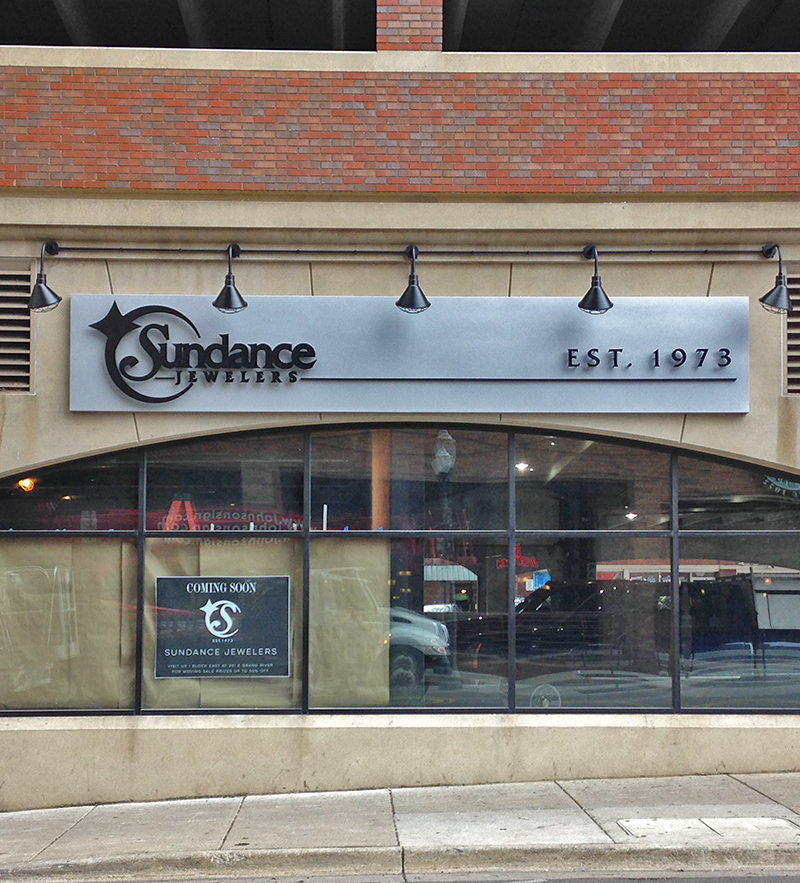 Sundance Jewelers wall sign in East Lansing, MI
