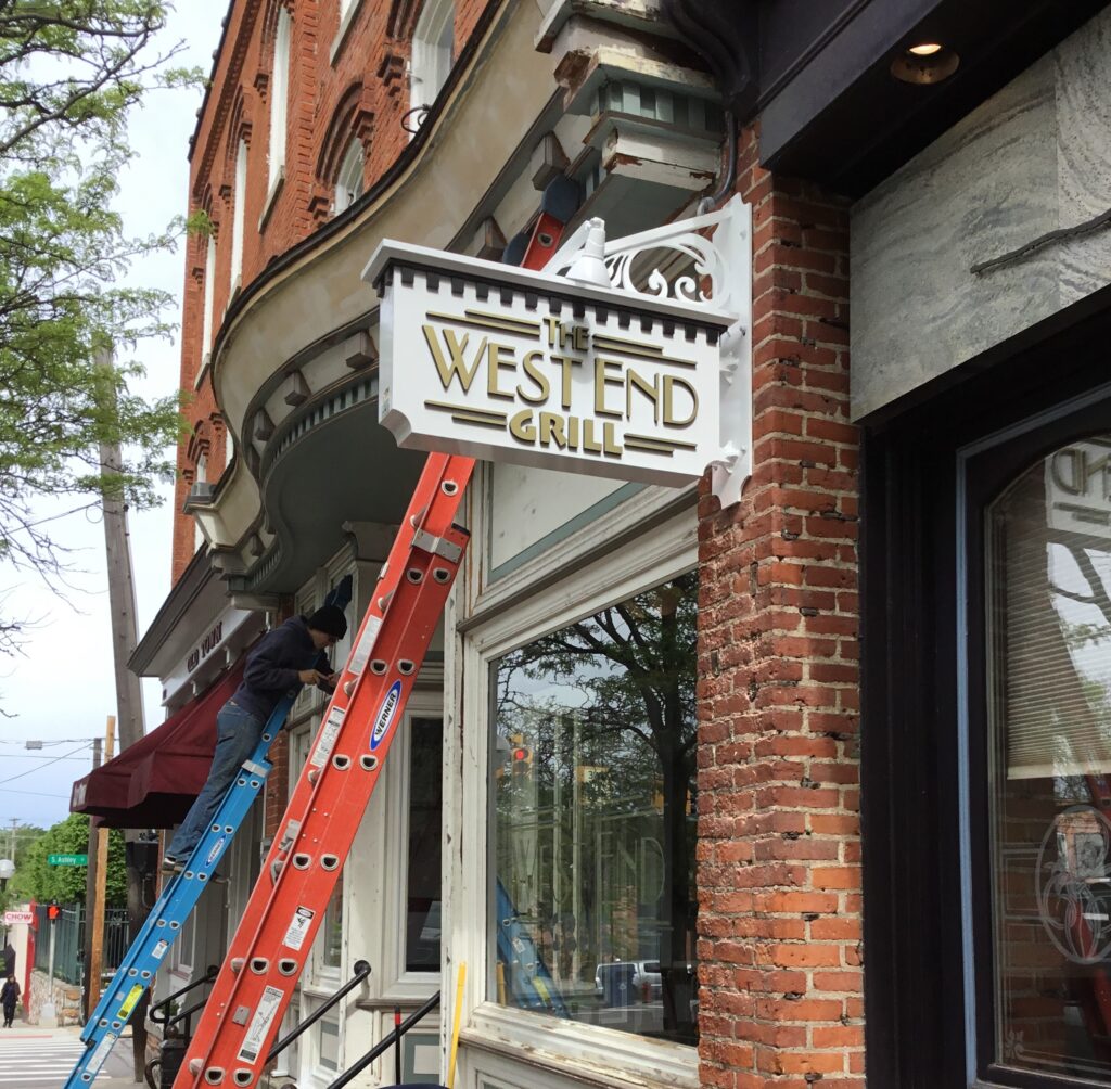 West End Grill wall sign in Ann Arbor, MI