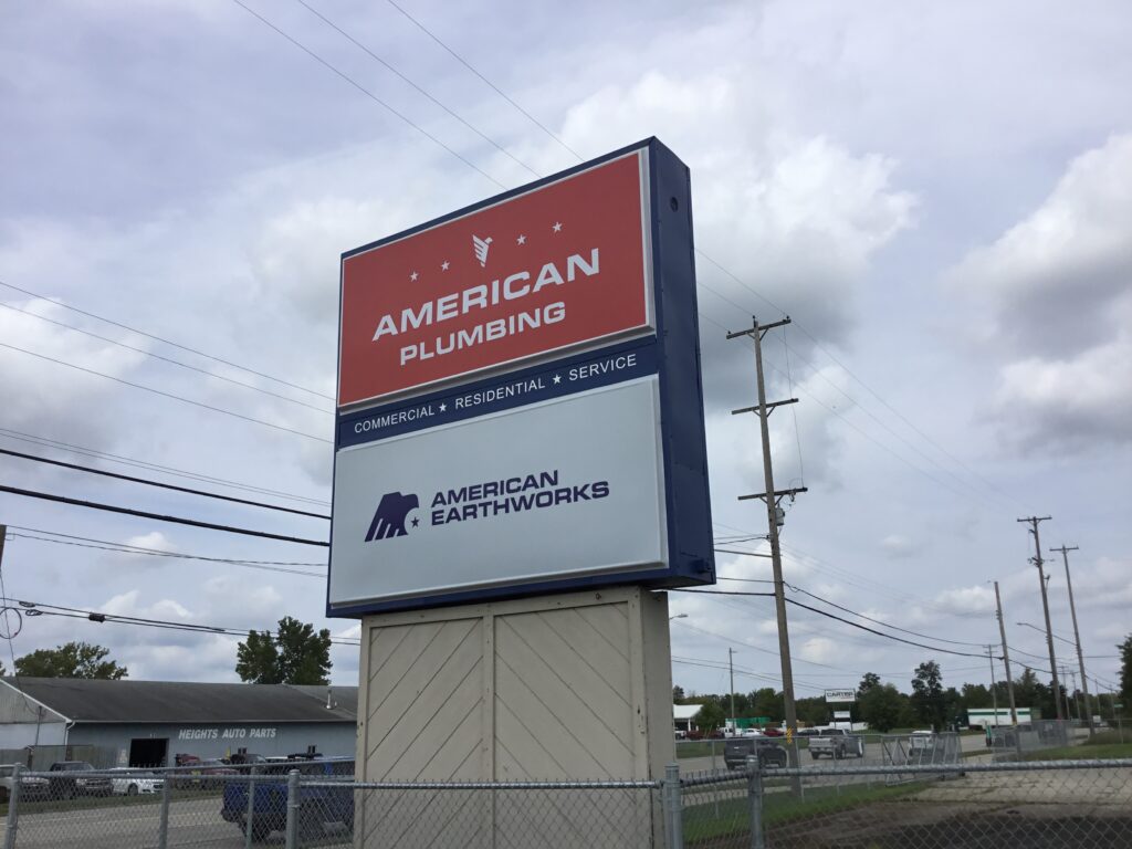 American Plumbing monument sign in Lansing, MI