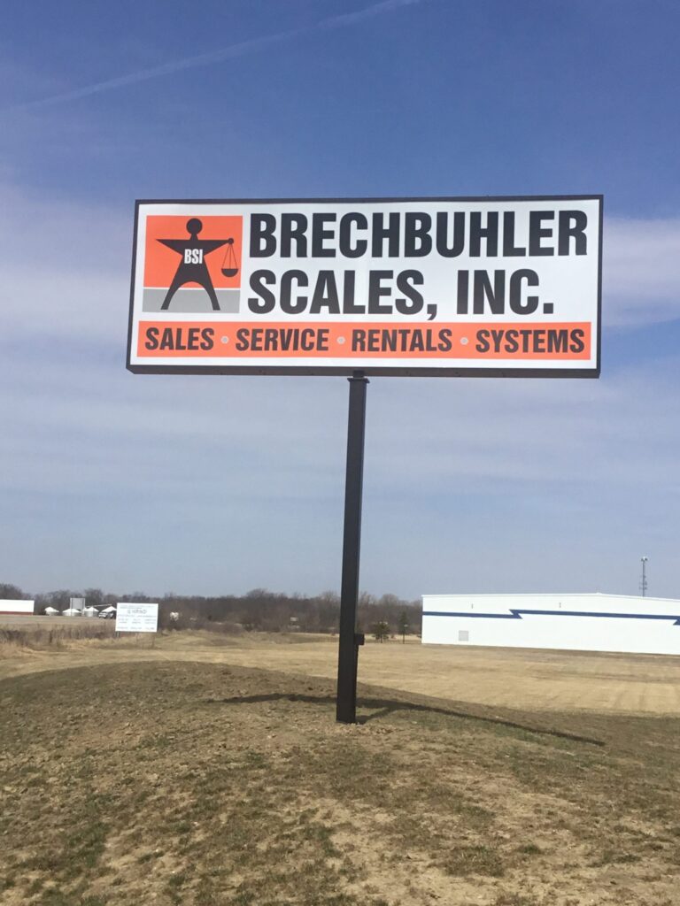 Brechbuhler Scales, INC. pylon sign in Dundee, MI