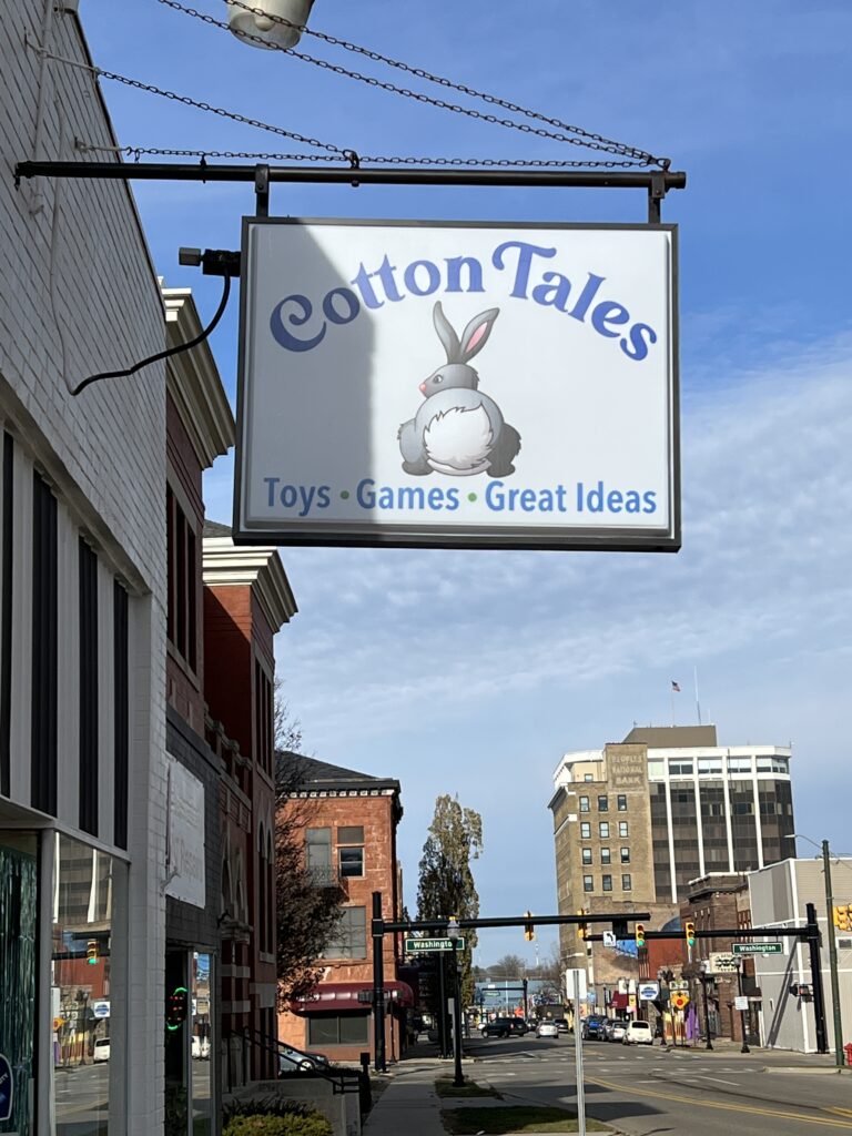 Cotton Tails wall sign in Jackson, MI