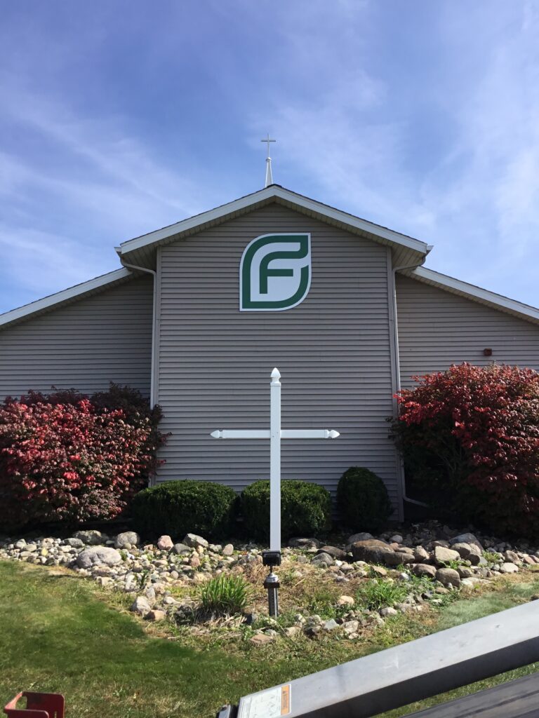 Faith Church wall sign in Leslie, MI