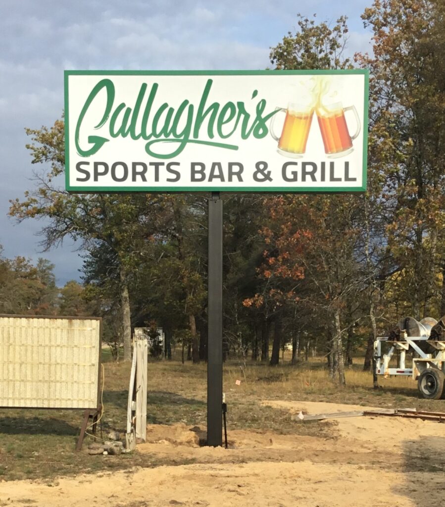 Gallagher's Sports Bar & Grill pylon sign in Grayling, MI